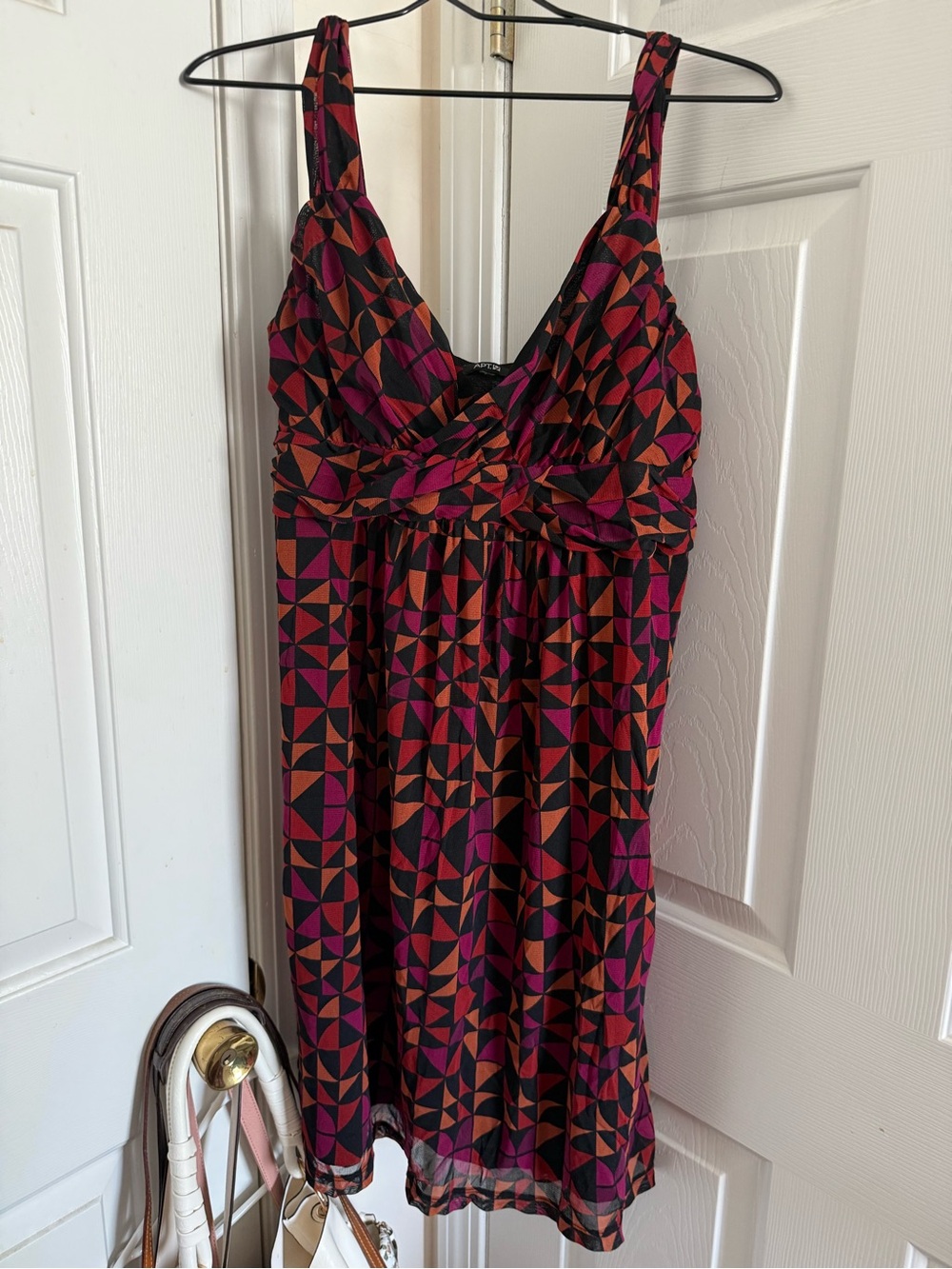 Apt. 9 Geometric Twist-Front Midi Dress in Magenta and Orange